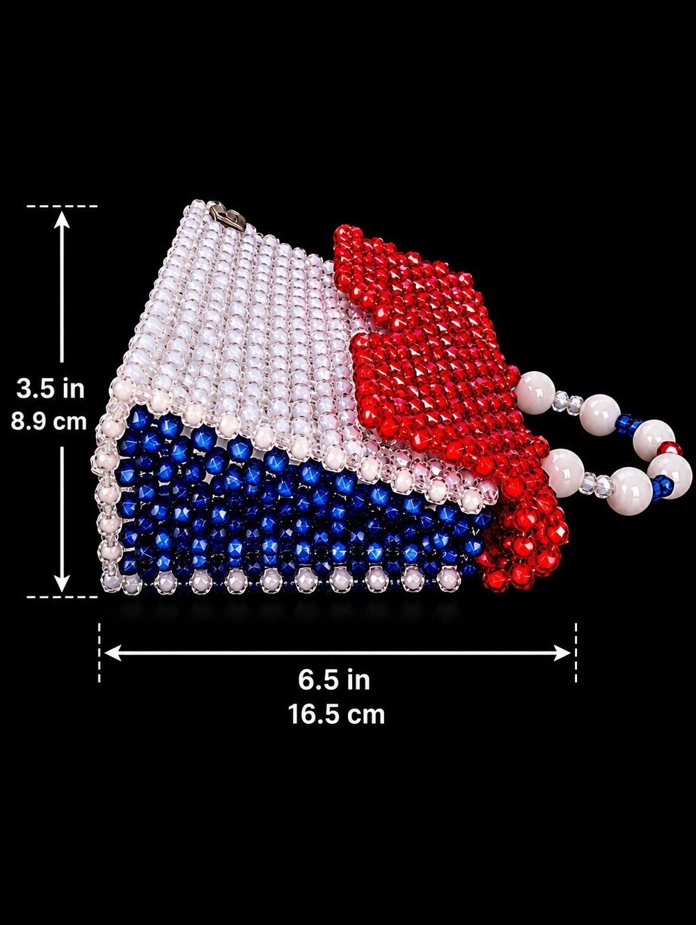 Hand-Carry Red, White, & Blue Beaded Patriotic Purse 4th Of July - Picture 13 of 15